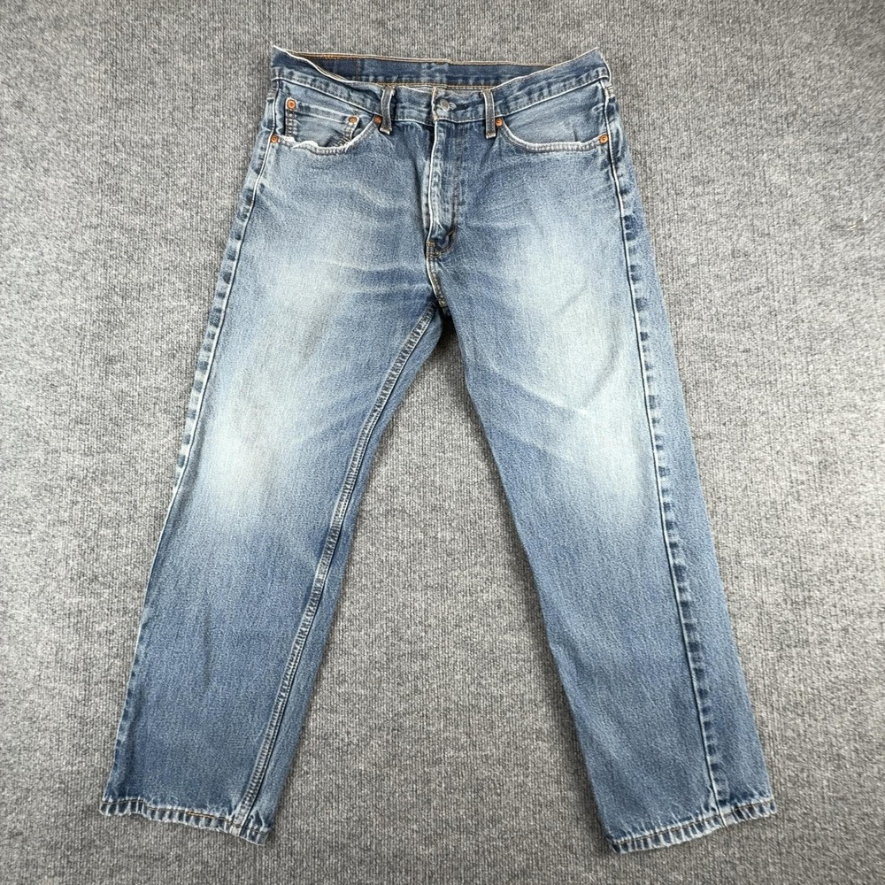 Levis‎ 505 Jeans Mens 34x30 Light Wash Blue Regular Fit Straight Denim Pants